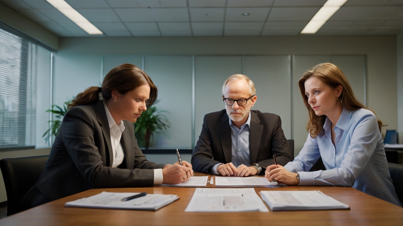 Equipe de auditoria financeira em reunião